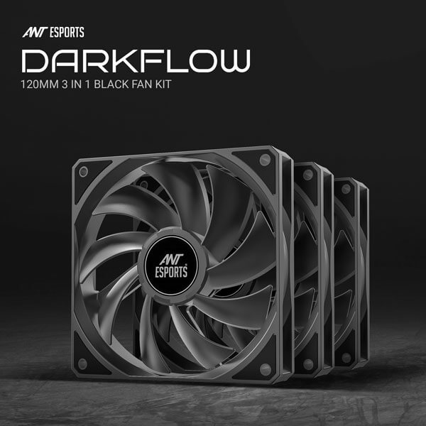 Ant Esports Darkflow Black Cabinet Fan, Triple Pack
